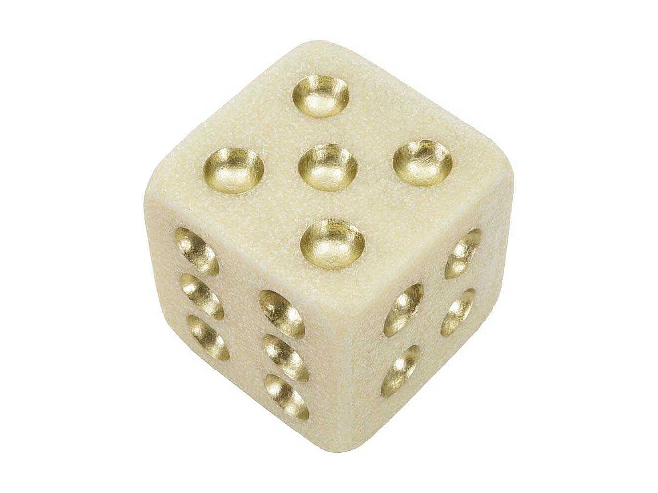 Dé Déco en Résine "Quarzy" 12cm Blanc & Or