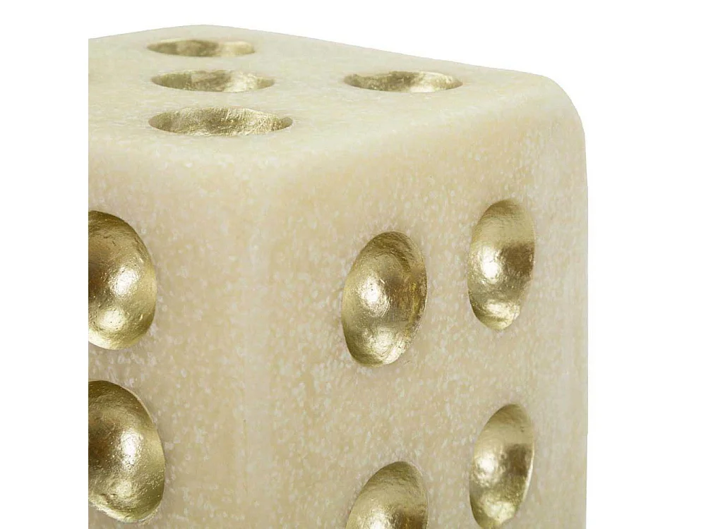 Dé Déco en Résine "Quarzy" 12cm Blanc & Or