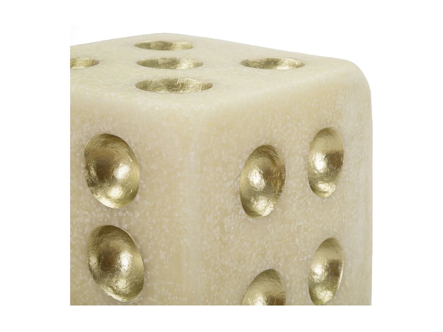 Dé Déco en Résine "Quarzy" 12cm Blanc & Or