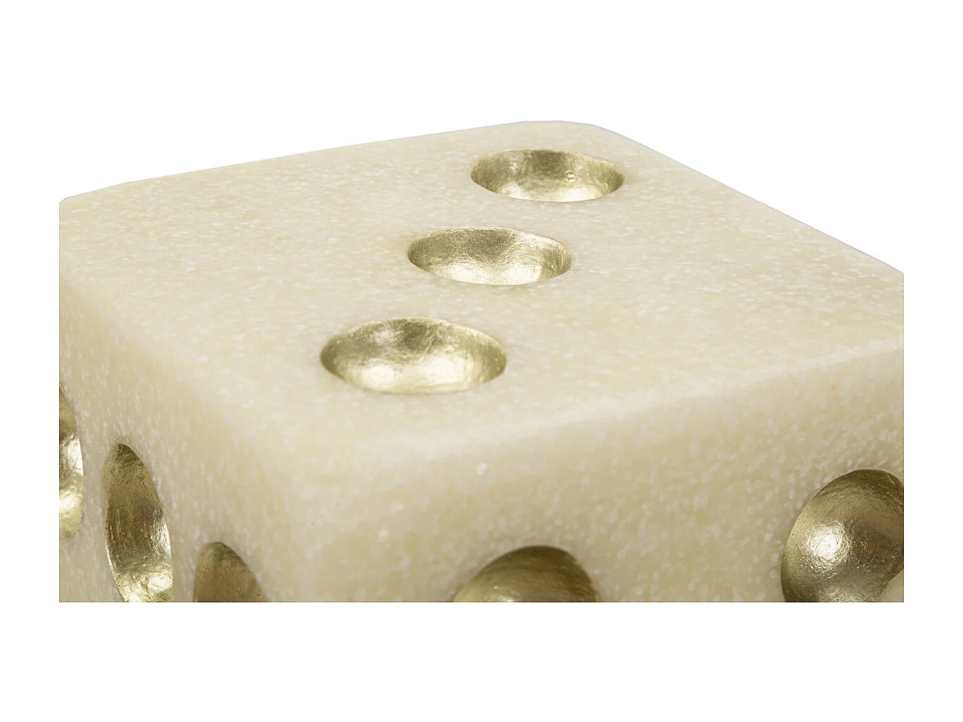 Dé Déco en Résine "Quarzy" 12cm Blanc & Or