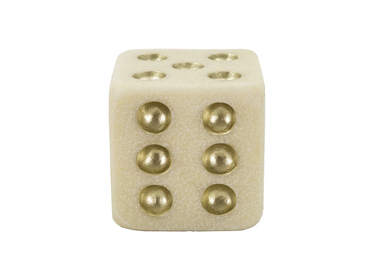 Dado in resina beige e dorato cm 12x12x12