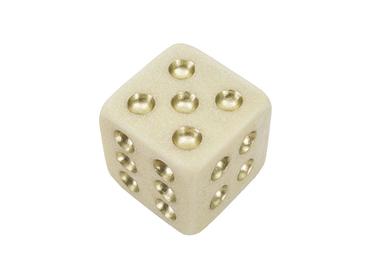Dado in resina beige e dorato cm 12x12x12