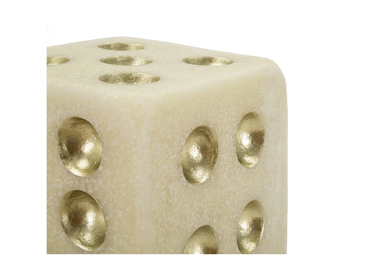Dado in resina beige e dorato cm 12x12x12