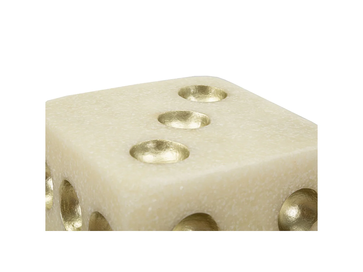 Dado in resina beige e dorato cm 12x12x12