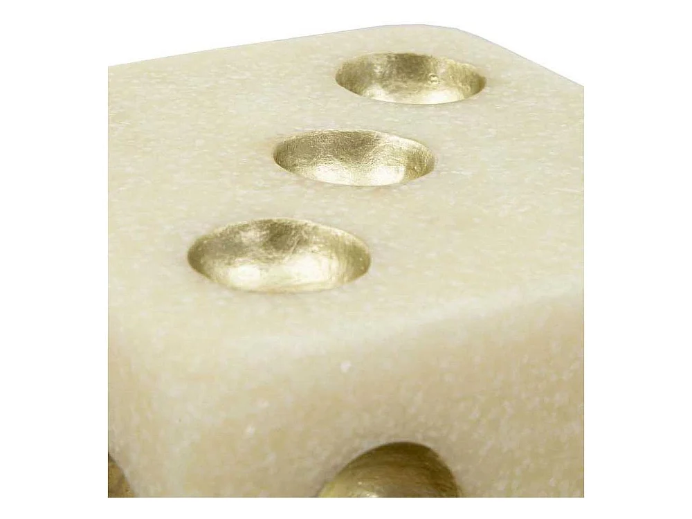 Dado in resina beige e dorato cm 12x12x12