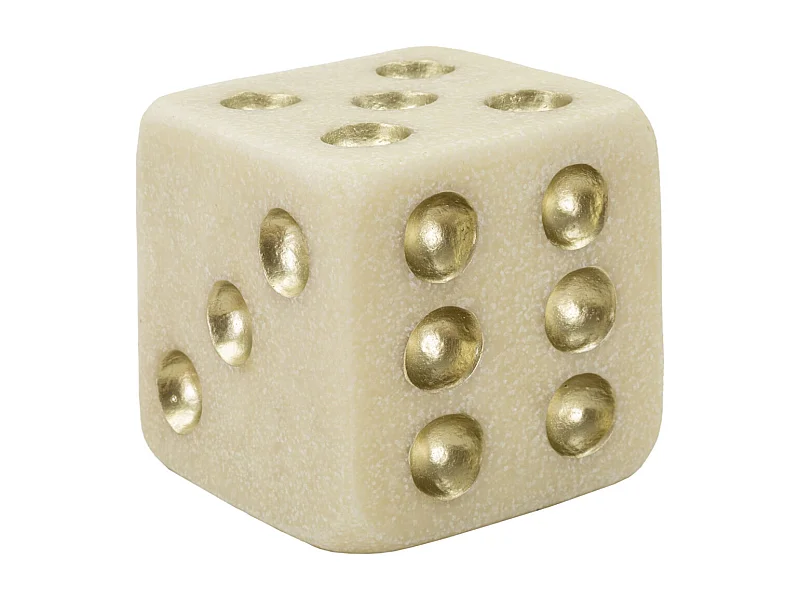Dado in resina beige e dorato cm 12x12x12