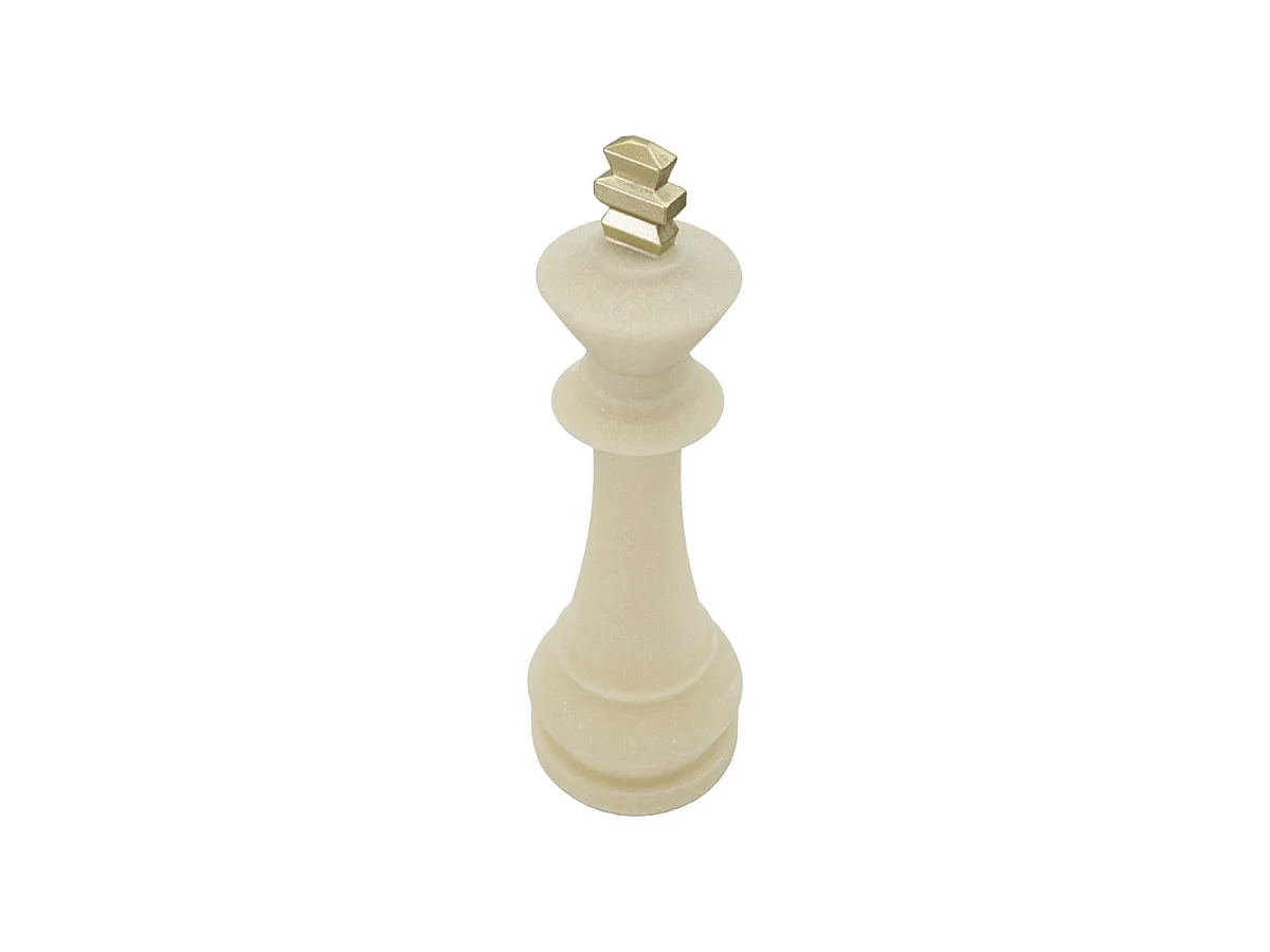 Re degli scacchi in resina beige e dorato Ø cm 13x41