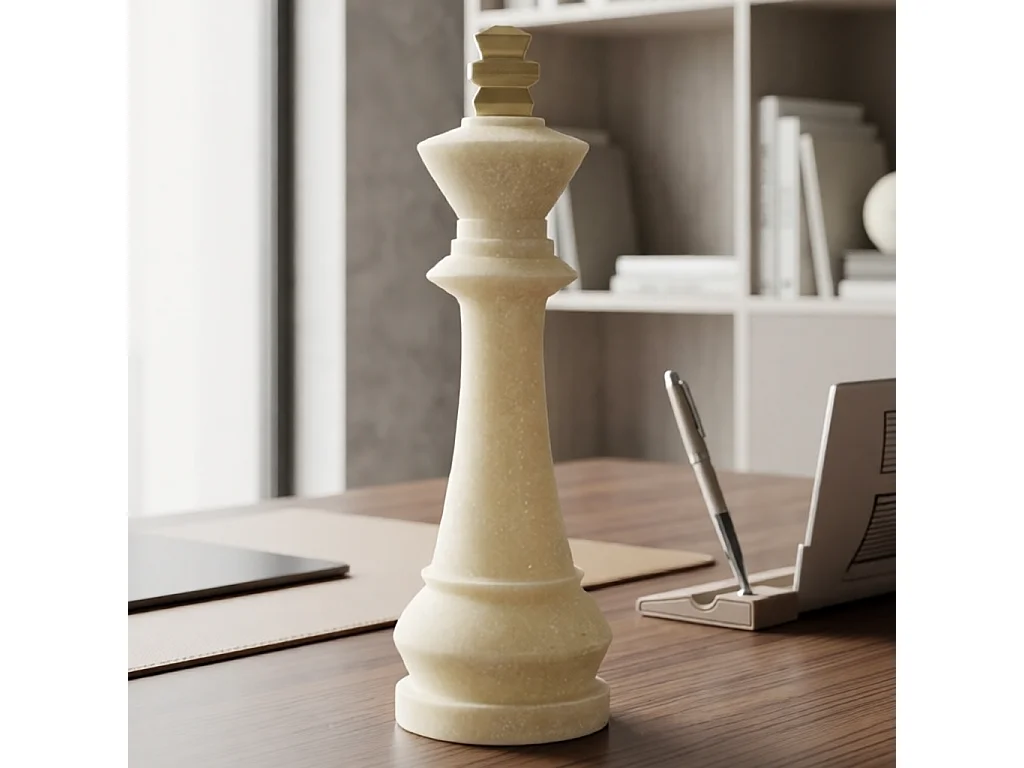 Pièce d'Échec Déco Roi "Quarzy" 41cm Blanc
