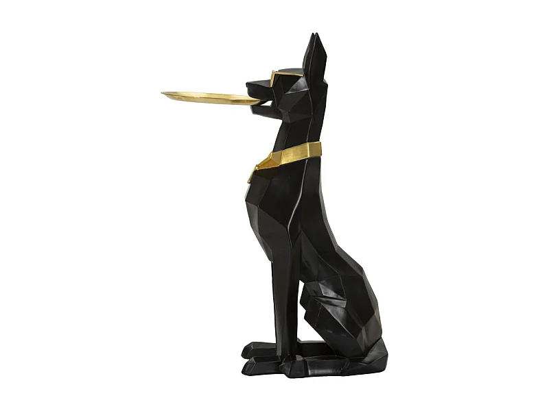 Cane con svuotatasche in resina nero e dorato cm 30x64x91