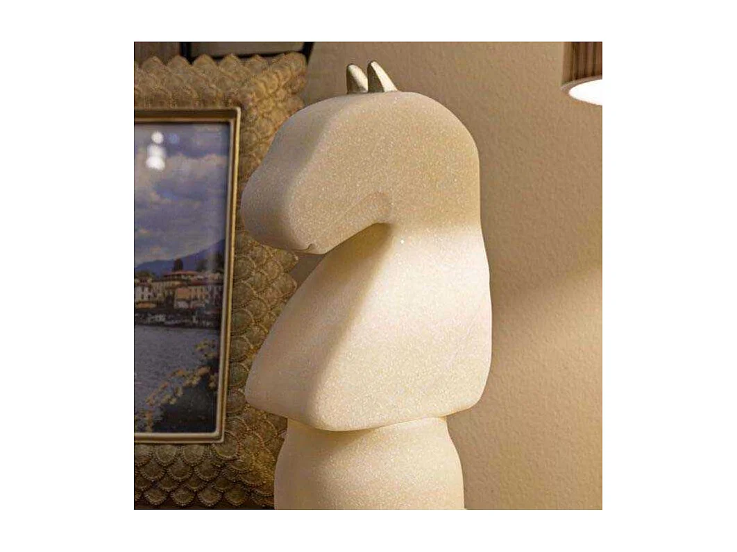 Pièce d'Échec Déco Cavalier "Quarzy" 31cm Blanc