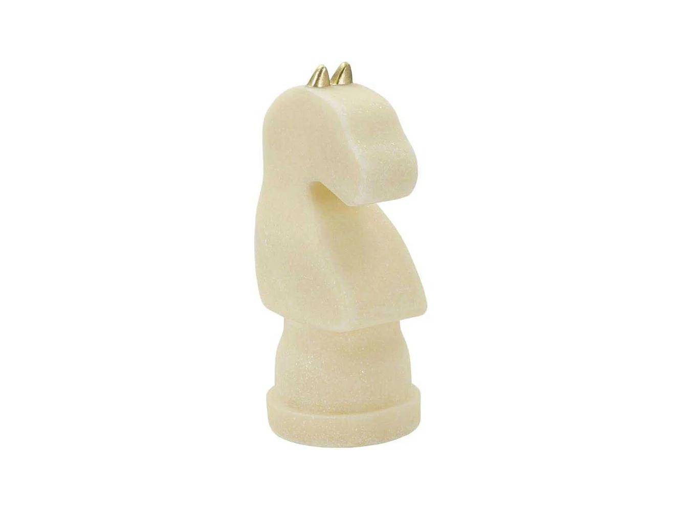 Cavallo degli scacchi in resina beige e dorato cm 14x13x31