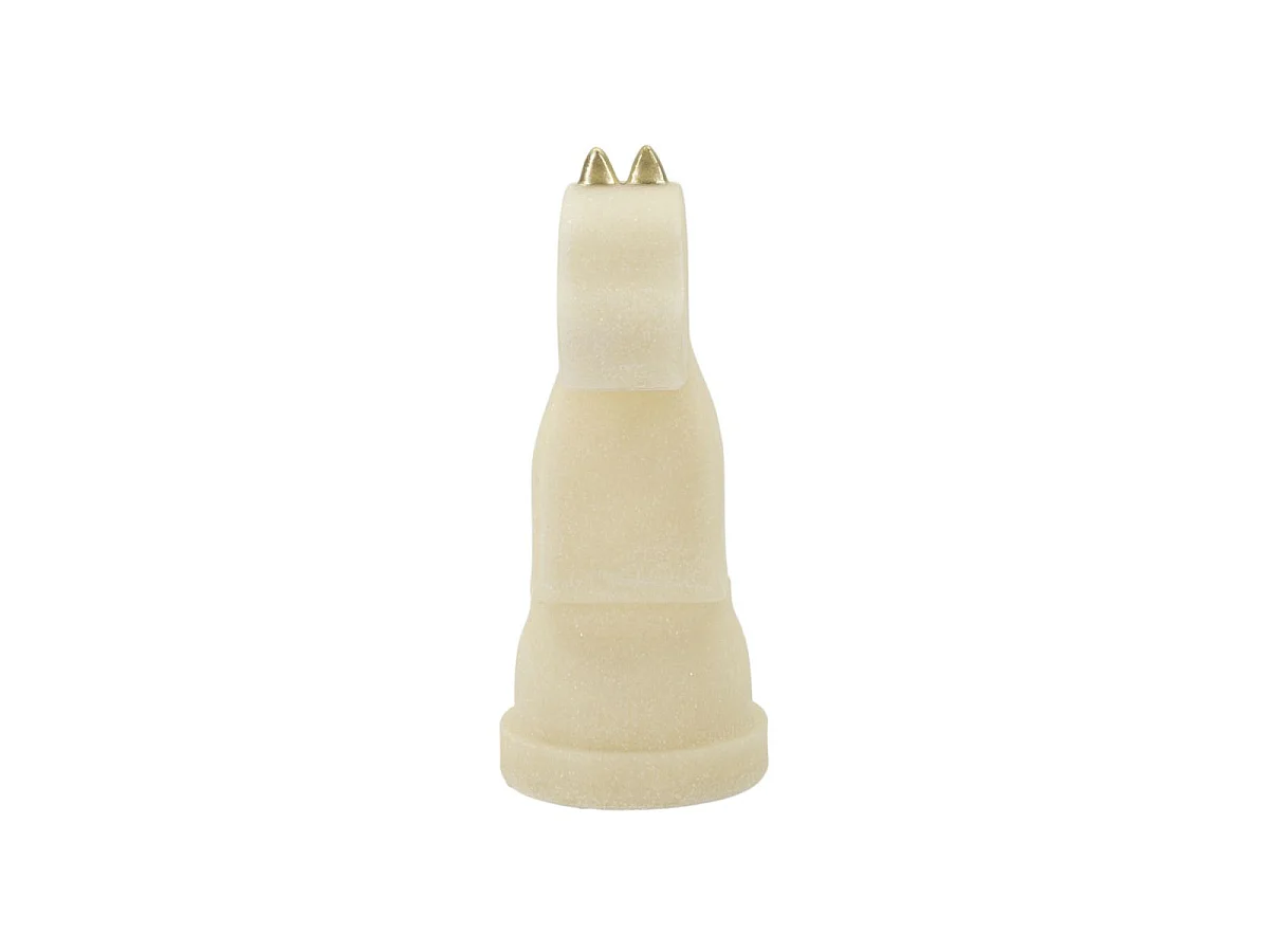 Cavallo degli scacchi in resina beige e dorato cm 14x13x31