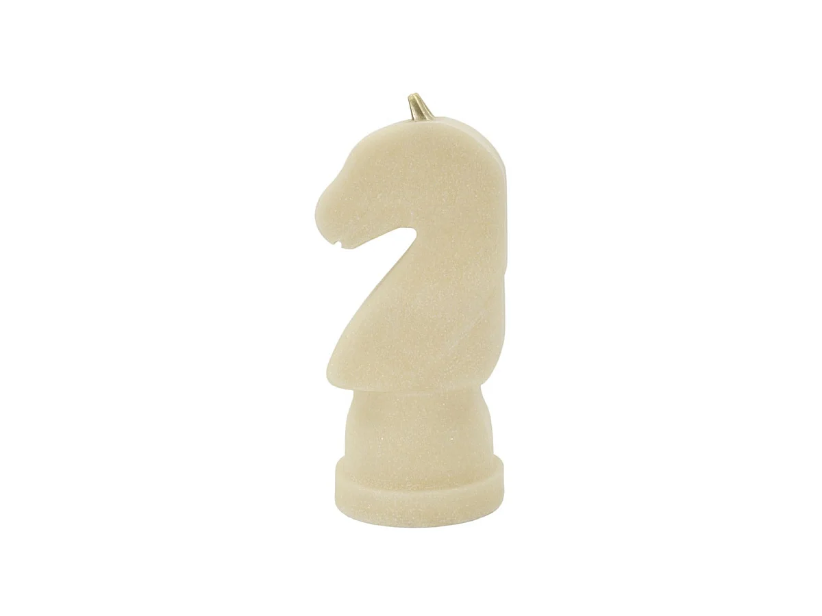 Cavallo degli scacchi in resina beige e dorato cm 14x13x31