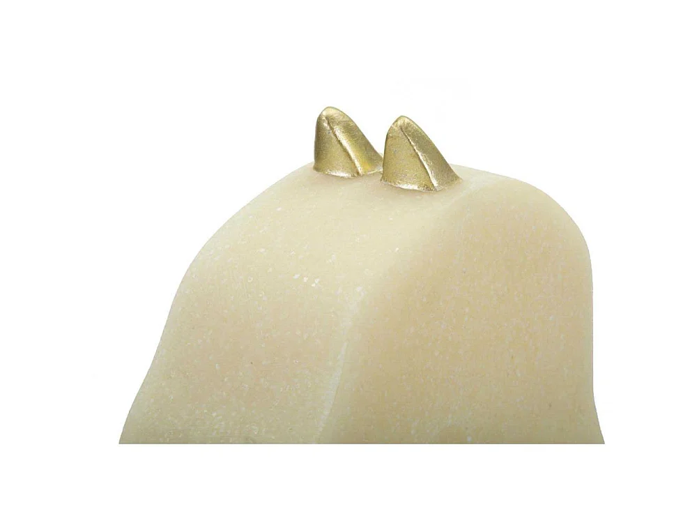 Cavallo degli scacchi in resina beige e dorato cm 14x13x31
