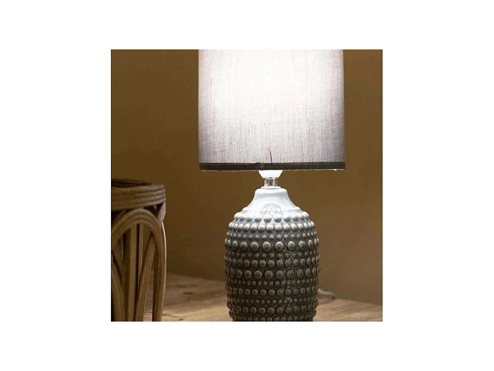 Lampe à Poser en Céramique "Points" 30cm Gris