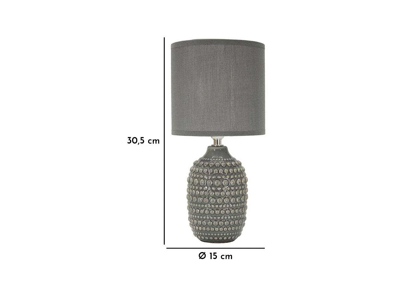 Lampe à Poser en Céramique "Points" 30cm Gris