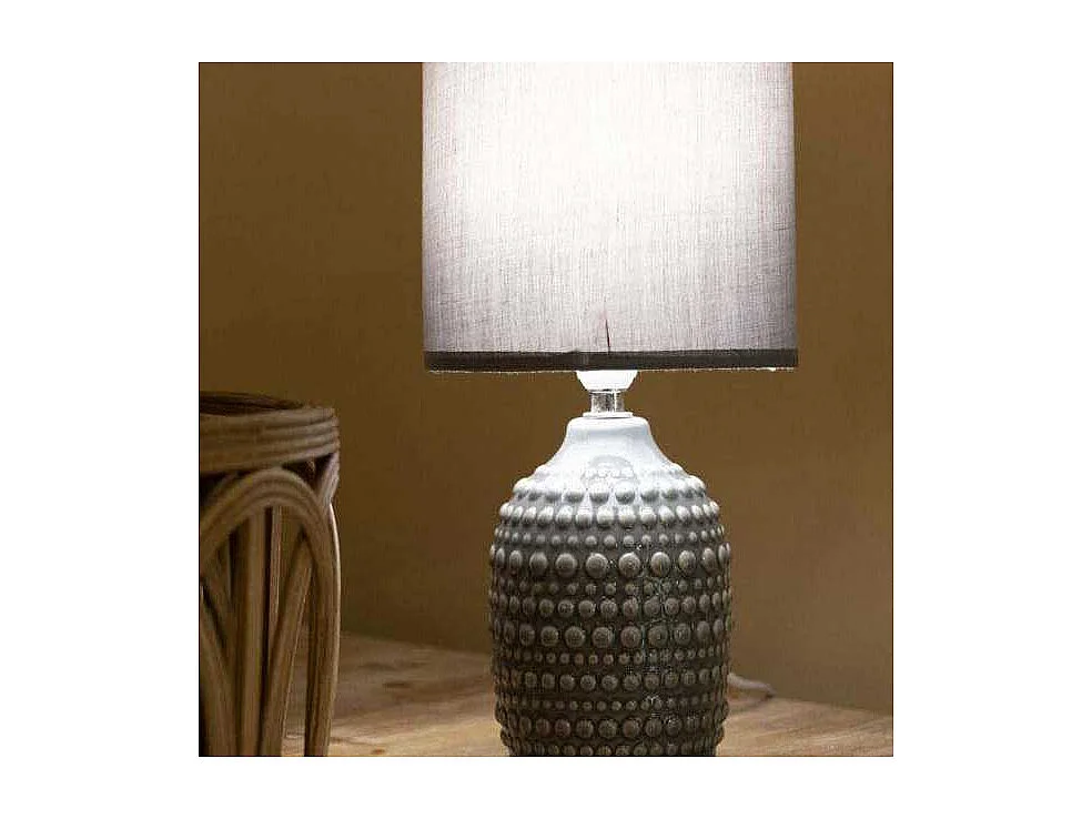 Lampe à Poser en Céramique "Points" 30cm Gris