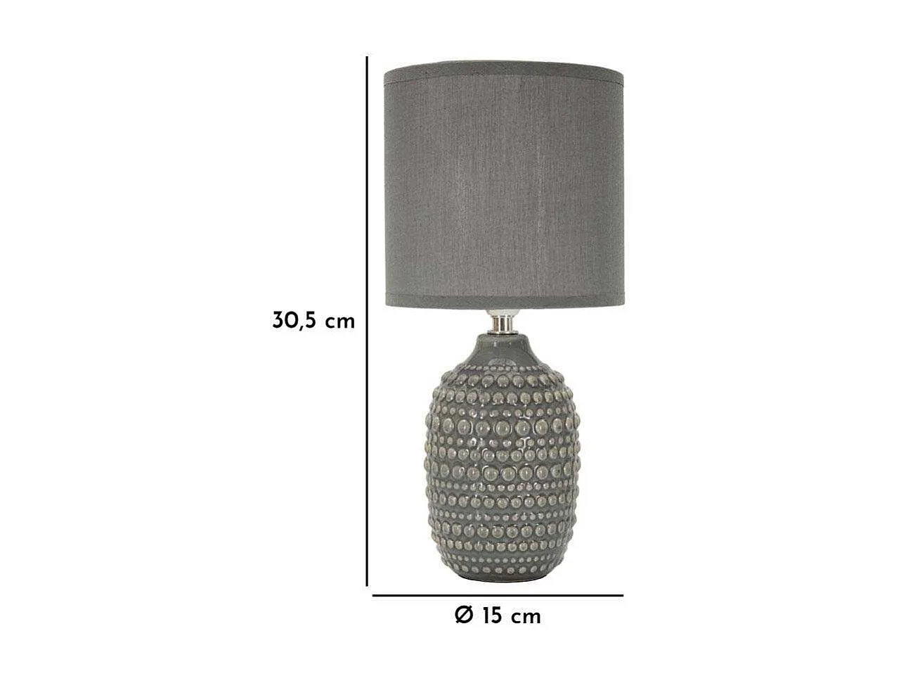 Lampe à Poser en Céramique "Points" 30cm Gris