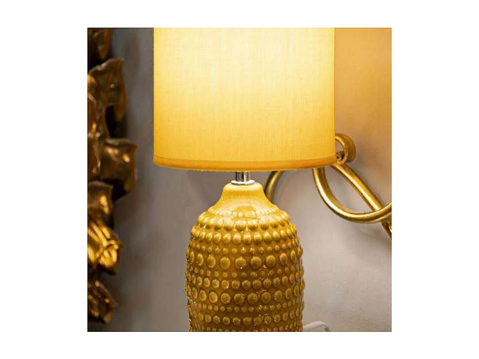Lampe à Poser en Céramique "Points" 30cm Moutarde