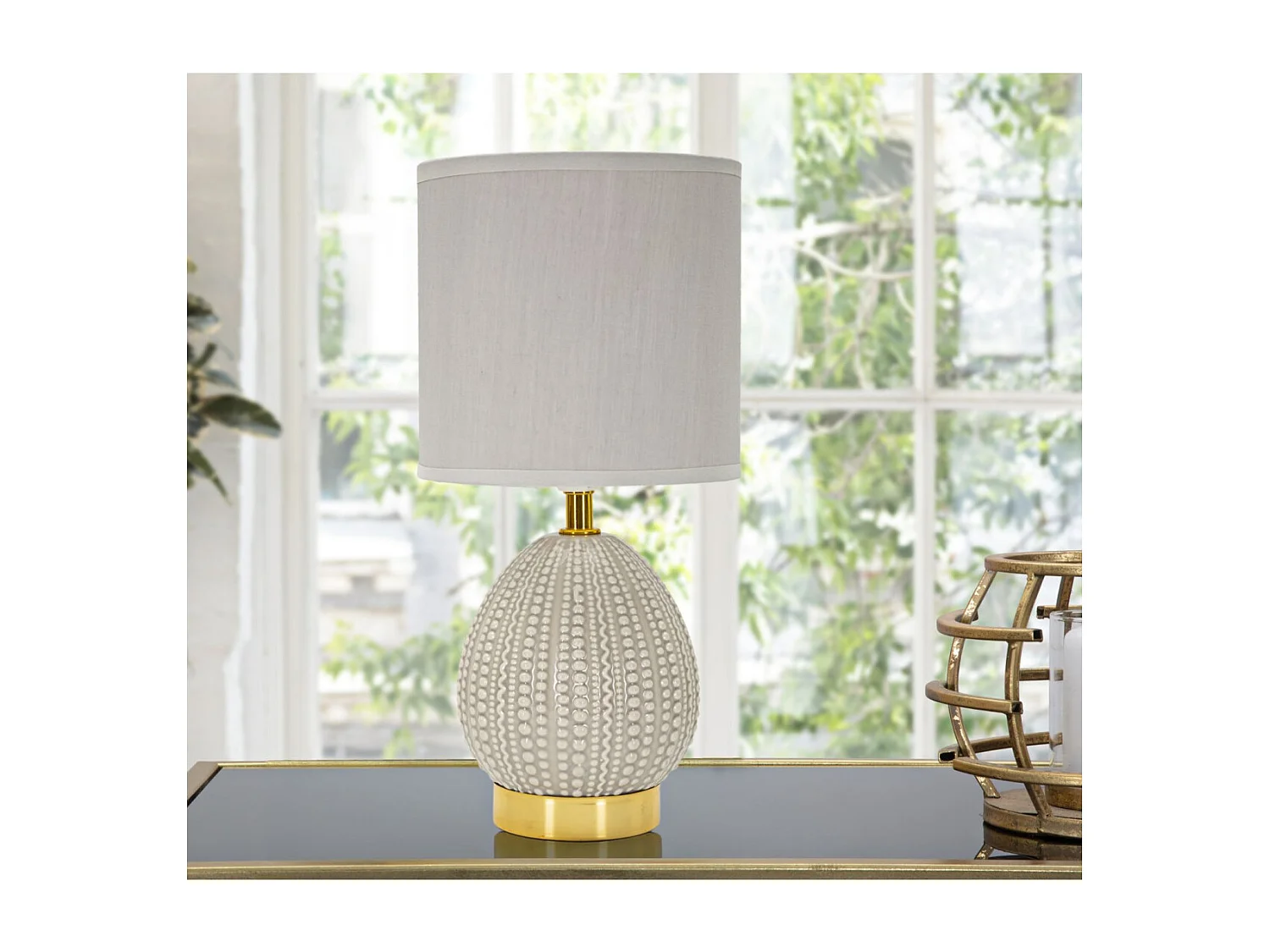 Lampada da comodino in ceramica grigia Ø cm 15x30,5