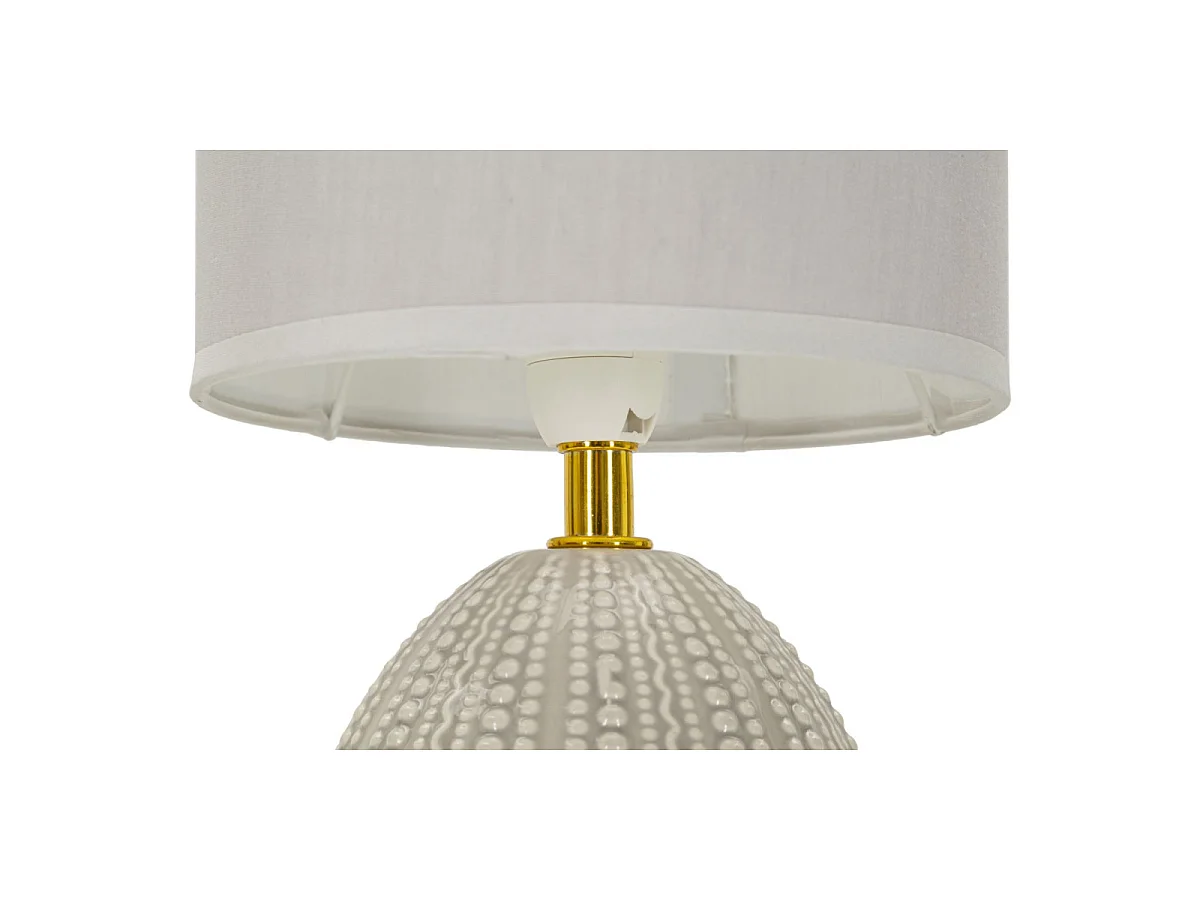 Lámpara de mesita de noche de cerámica y tela Flavi - Gris