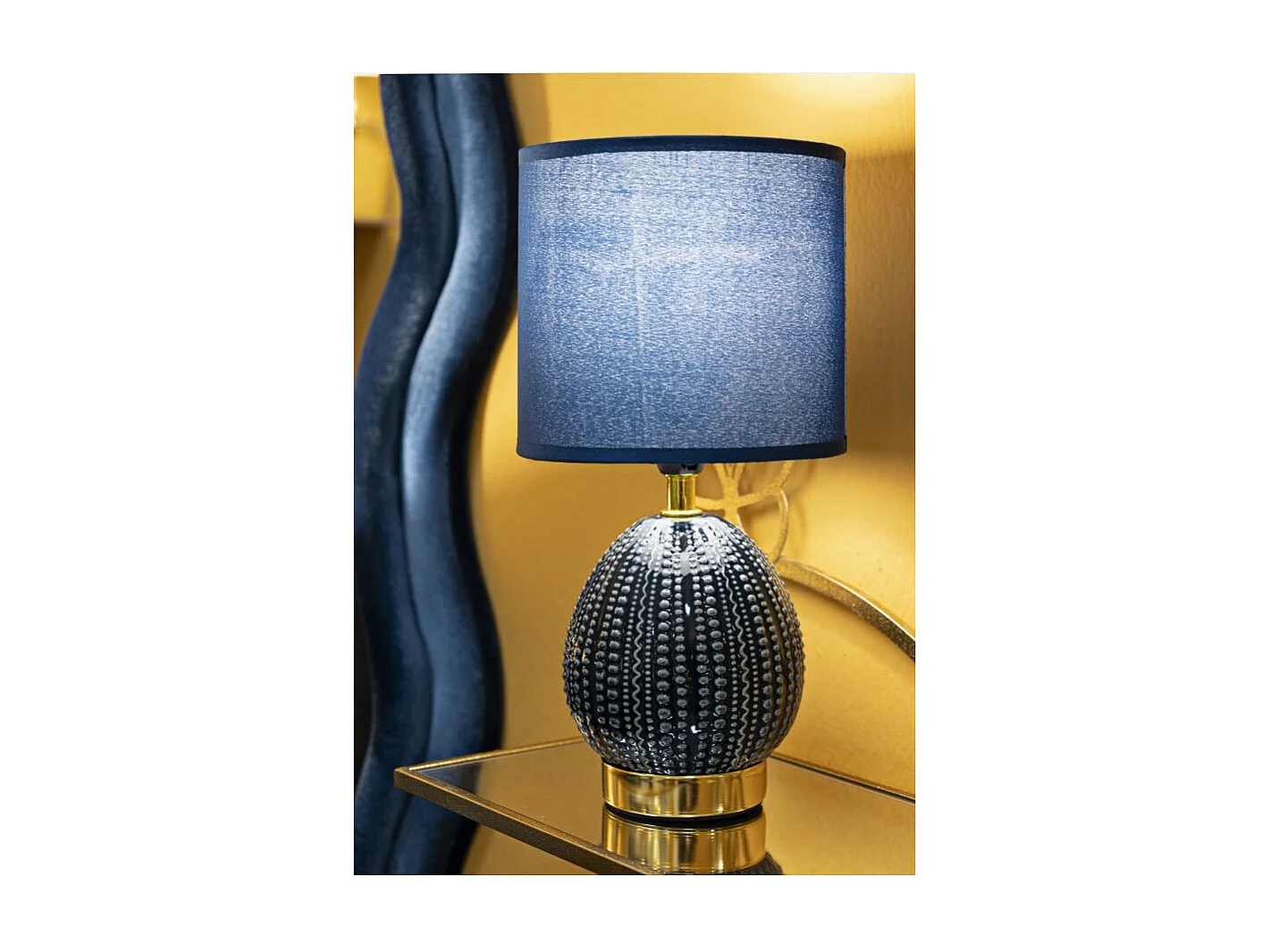 Lampada da comodino in ceramica blu Ø cm 15x30,5