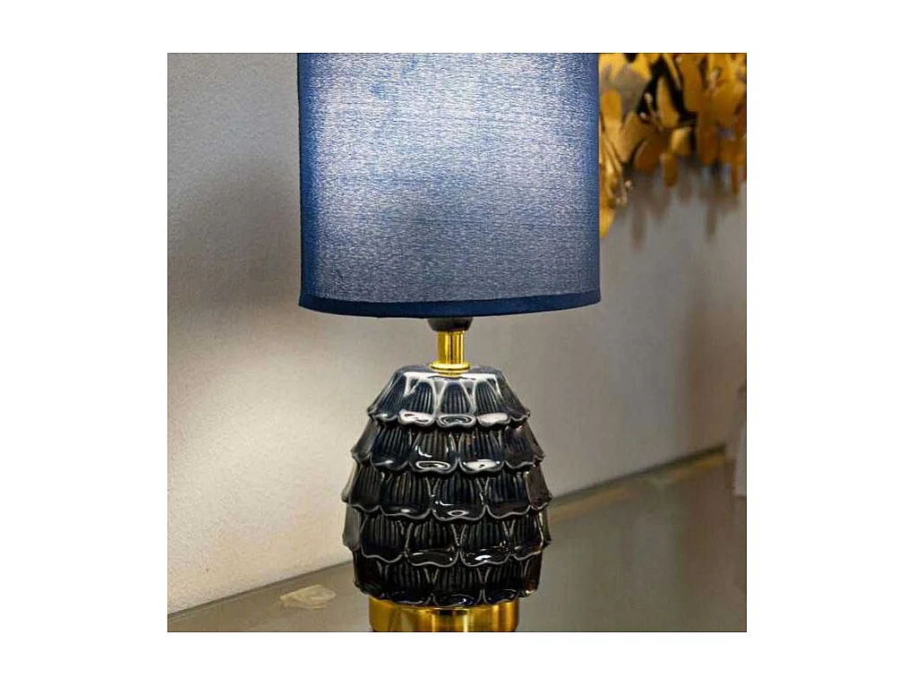Lampe à Poser en Céramique "Pigny" 30cm Bleu