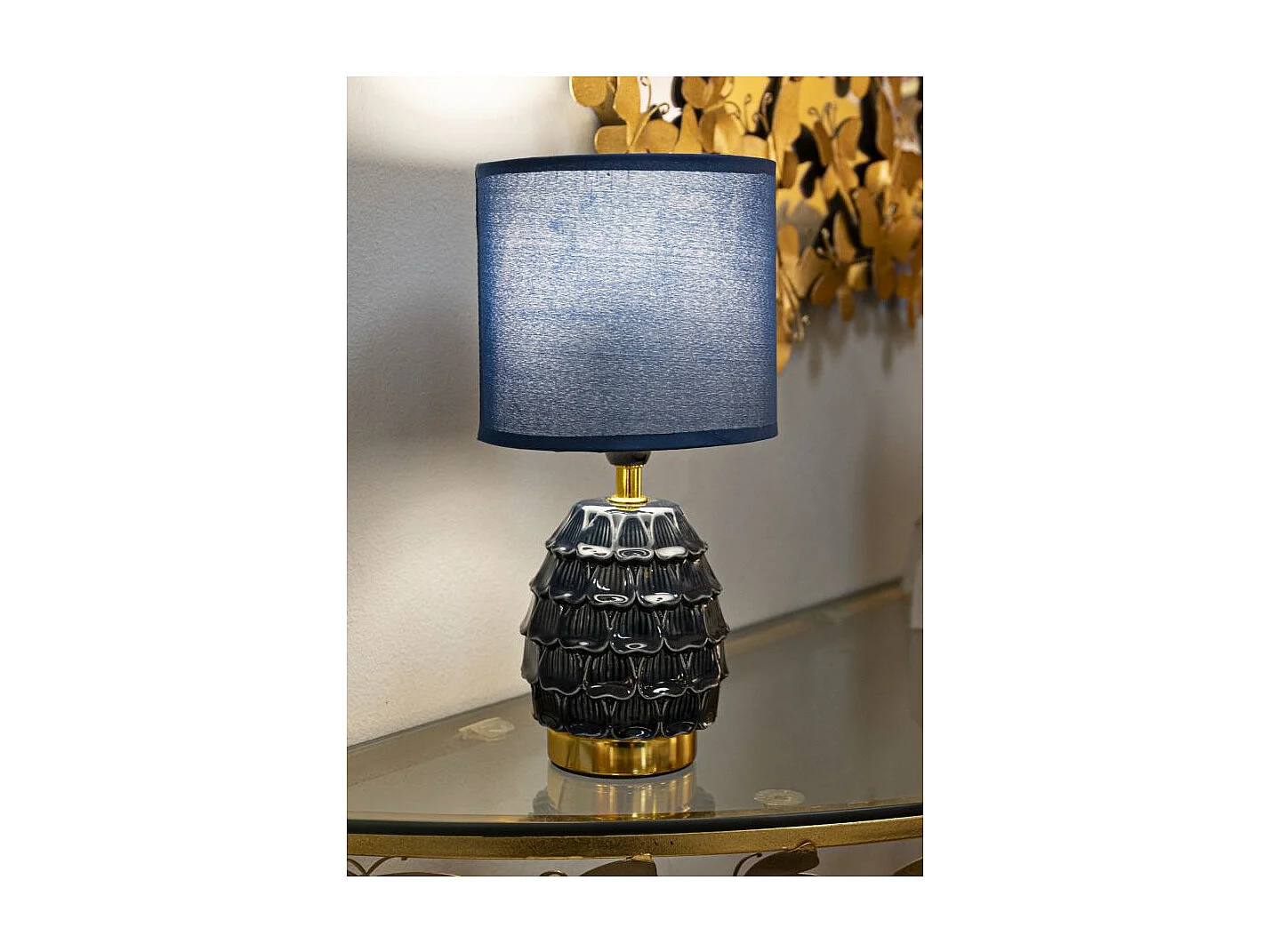 Lampe à Poser en Céramique "Pigny" 30cm Bleu