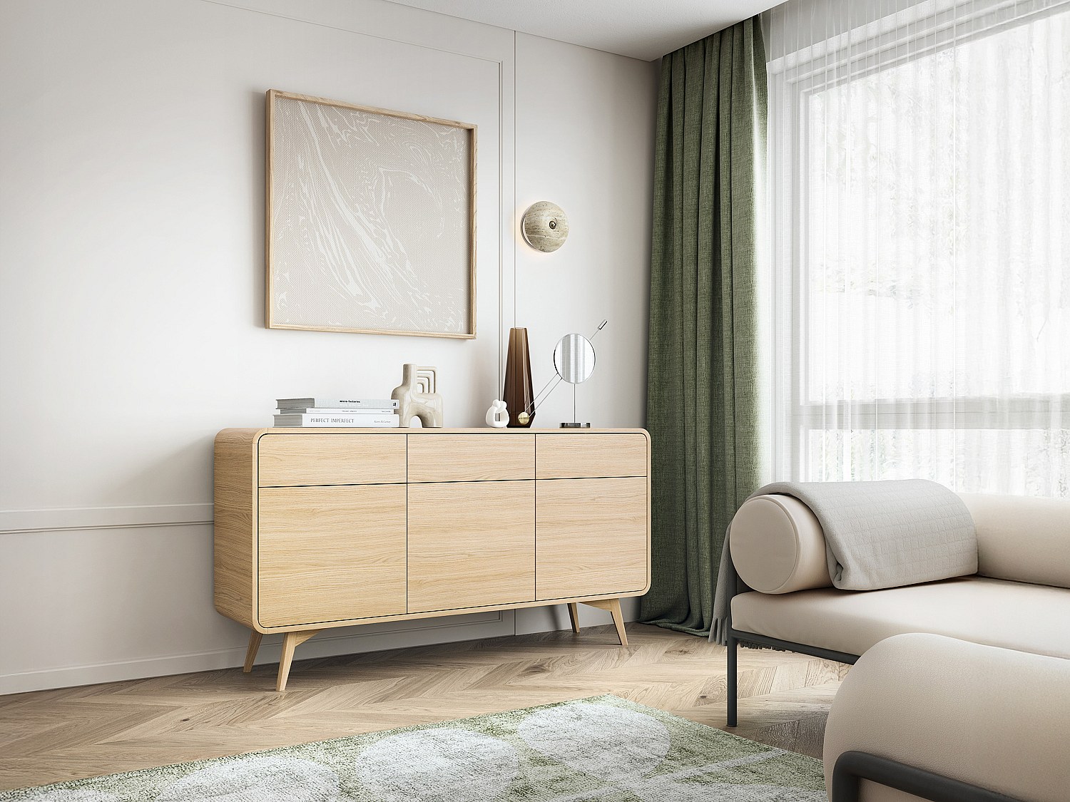 Sideboard mit 3 Türen & 3 Schubladen - Holzfarben - JALEMO günstig online kaufen