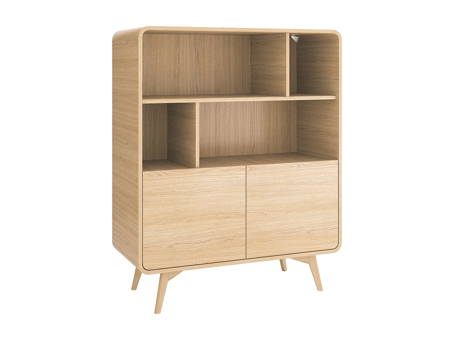 Bibliothèque avec 2 portes et 4 niches - Naturel - JALEMO