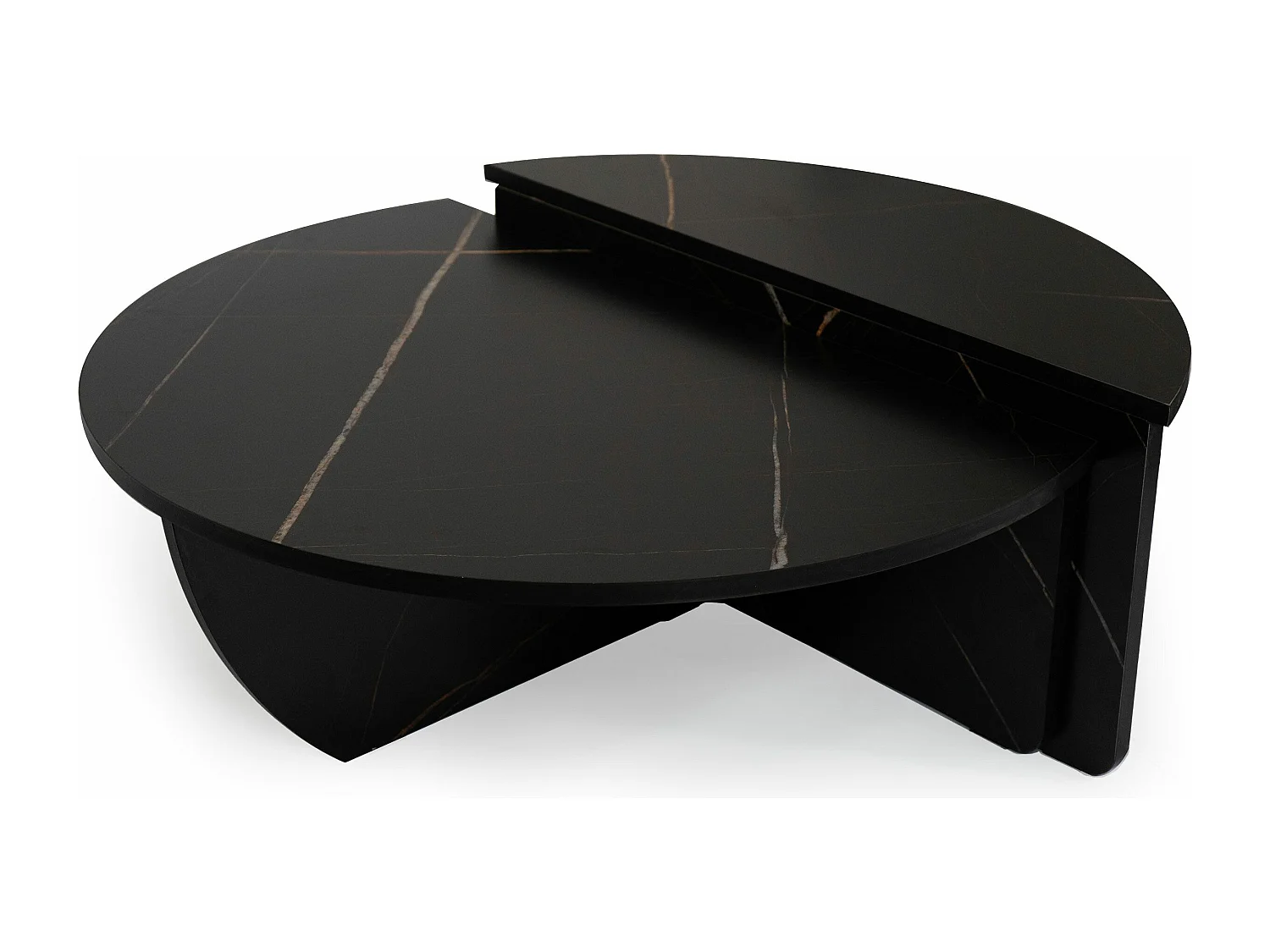 Set de 2 tables basses design Glowik Effet marbre noir