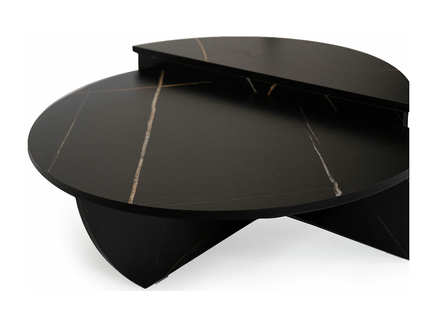 Set de 2 tables basses design Glowik Effet marbre noir