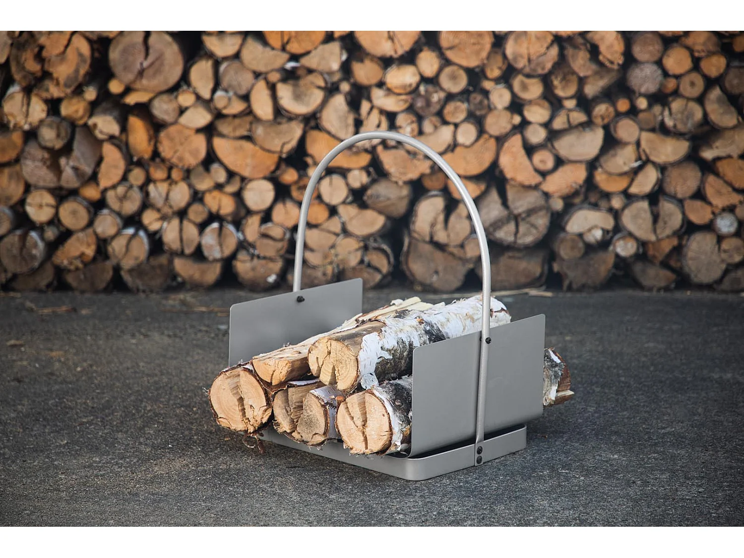 Range-Bûches en Métal "Godoma" 49cm Argent