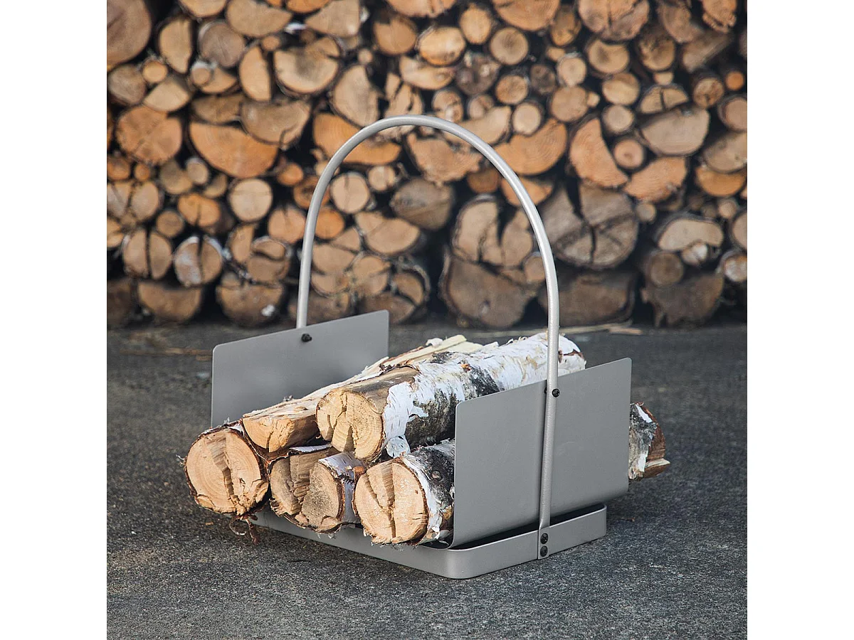 Range-Bûches en Métal "Godoma" 49cm Argent