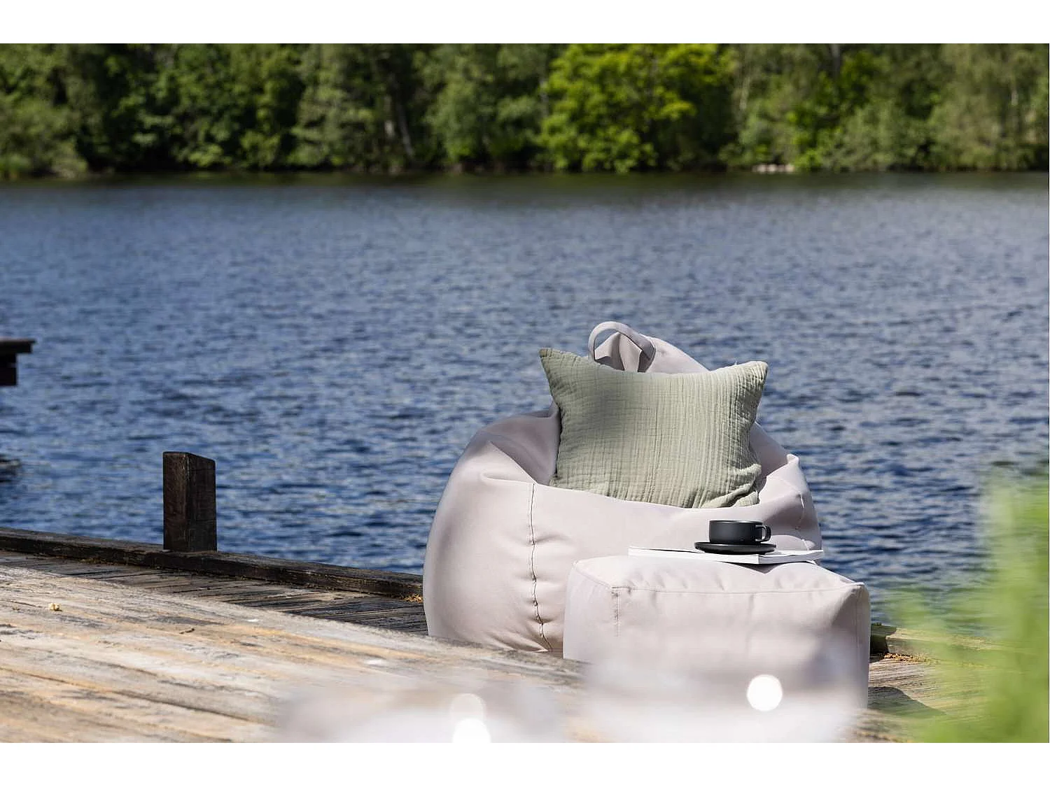 Pouf de Jardin "Bago" 110cm Beige