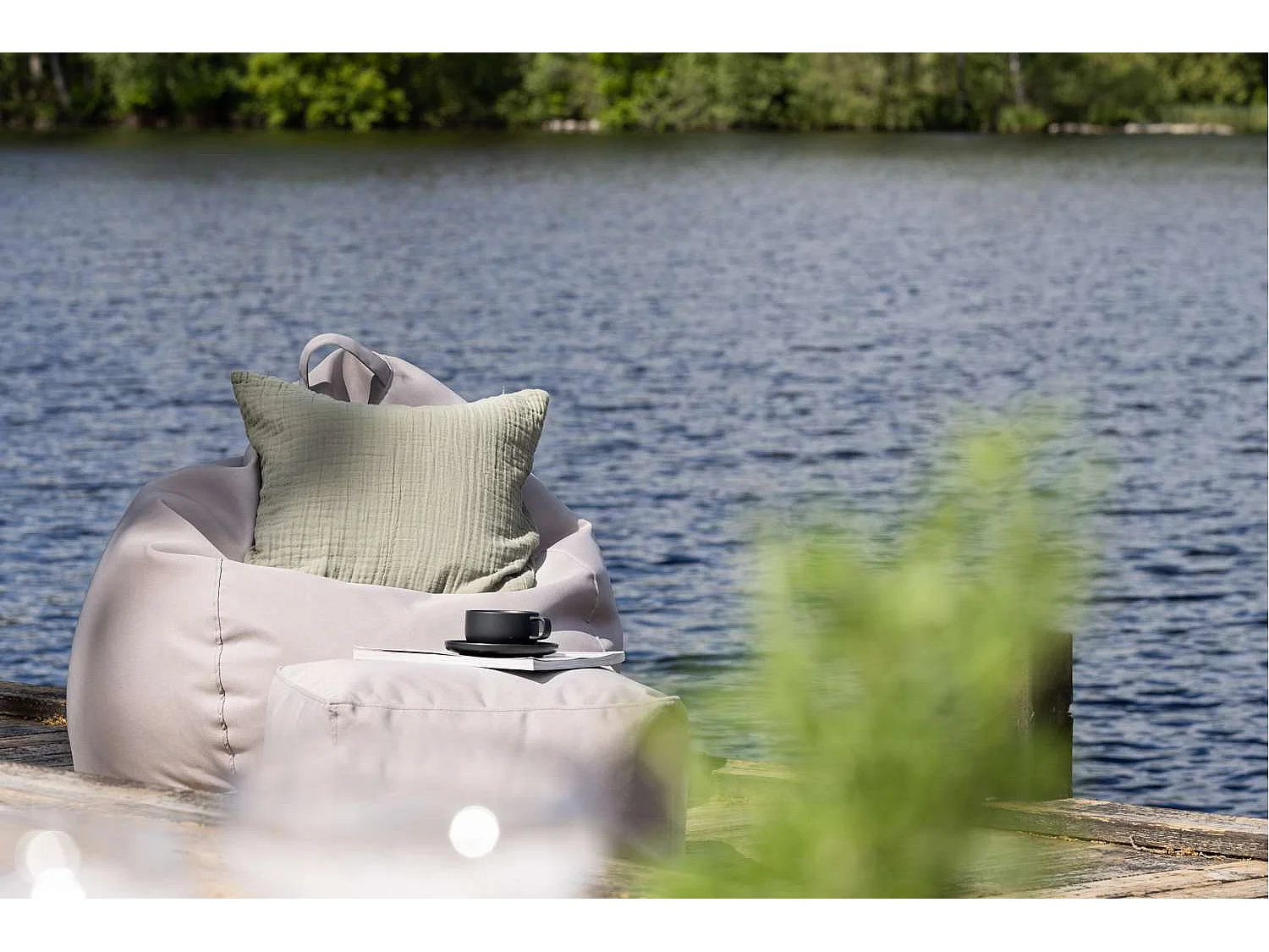 Pouf de Jardin "Bago" 110cm Beige