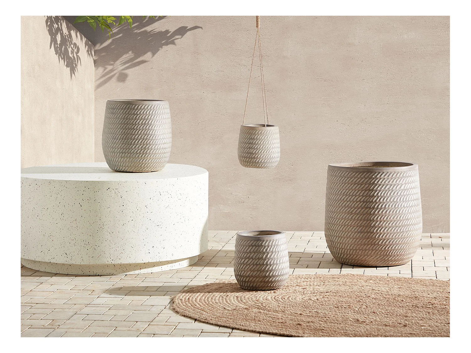 Bloempot LIVADIA Steen 19 cm Taupe