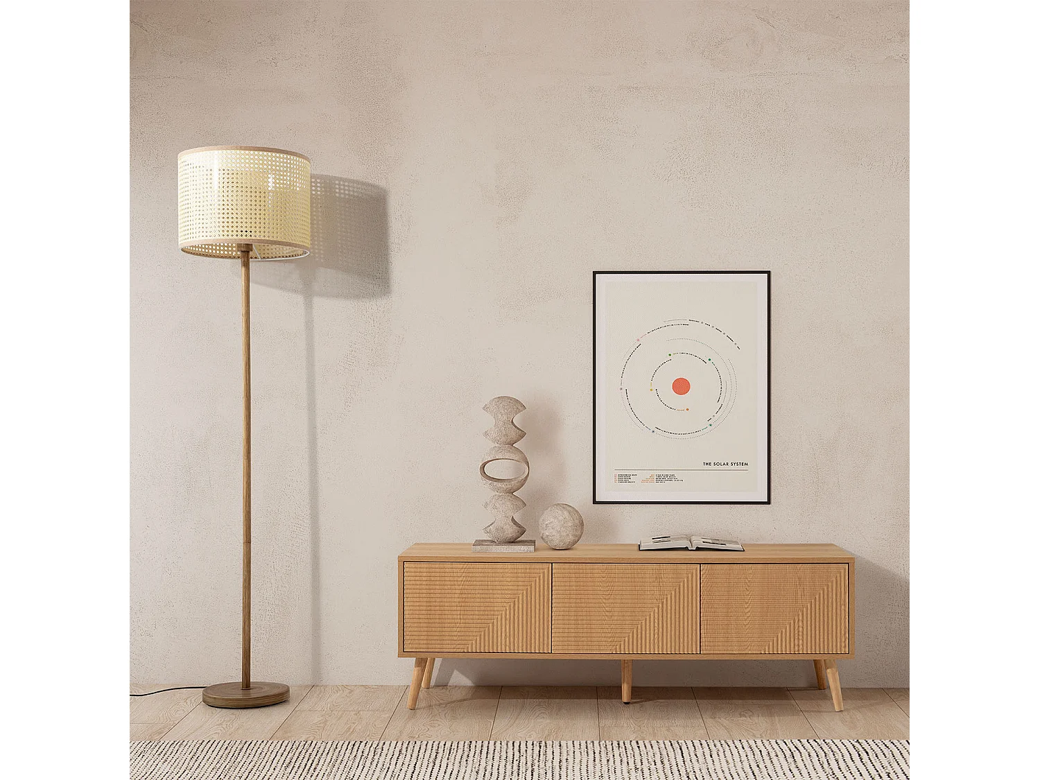 Mueble Tv Telmo 3 puertas color Roble 130 cm