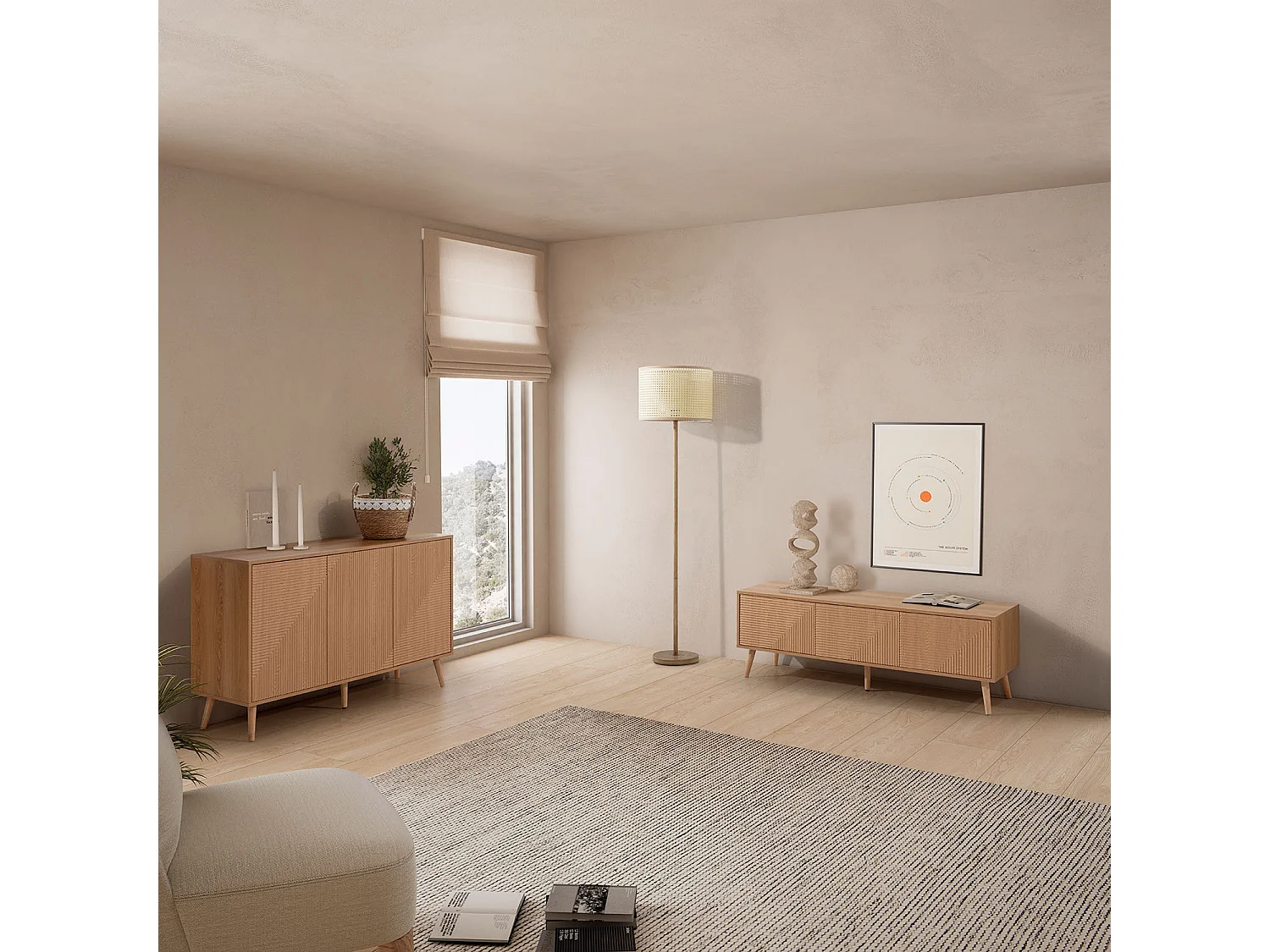 Mueble Tv Telmo 3 puertas color Roble 130 cm