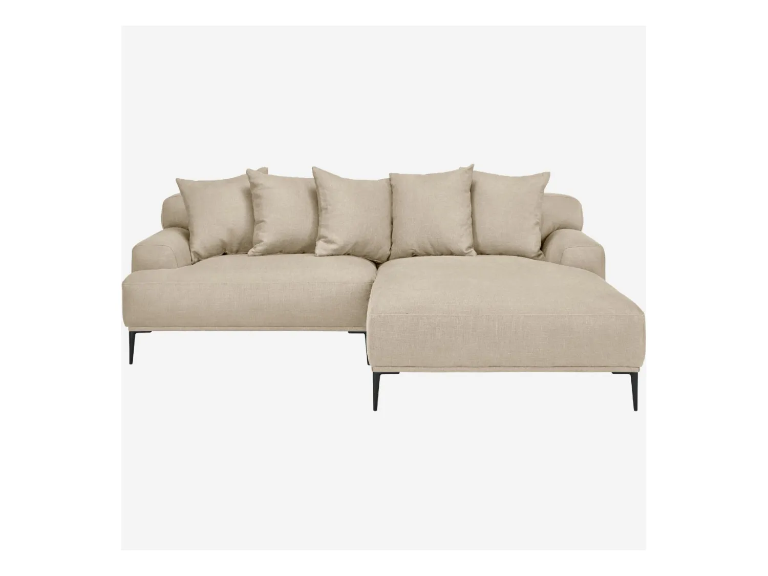 Habitat - Canapé d'angle droit en coton et lin garni de plumes - Beige - Ottone II