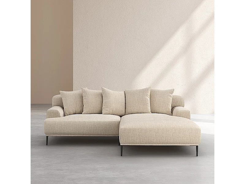 Habitat - Canapé d'angle droit en coton et lin garni de plumes - Beige - Ottone II