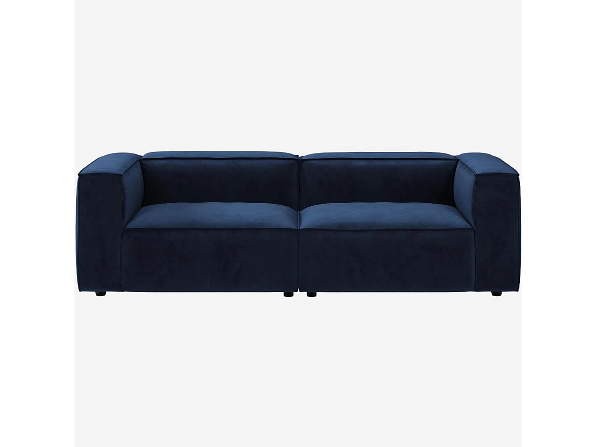 Habitat - Canapé 3 places en velours - Bleu marine - Kuti