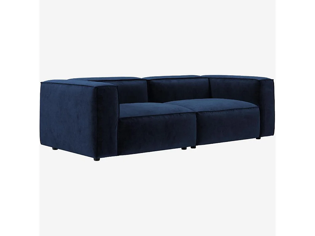 Habitat - Canapé 3 places en velours - Bleu marine - Kuti