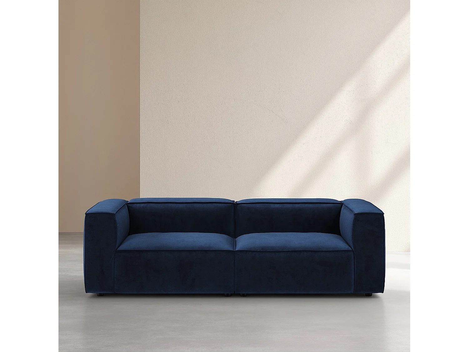 Habitat - Canapé 3 places en velours - Bleu marine - Kuti