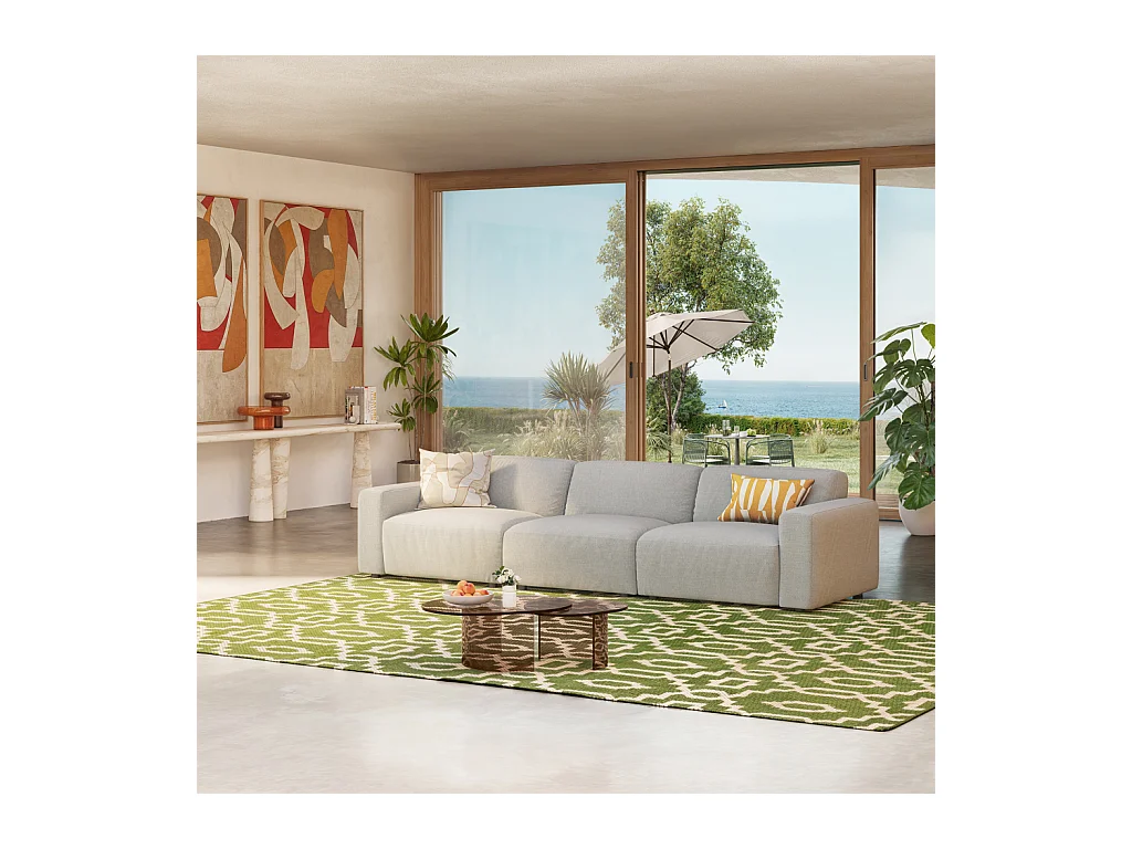 Habitat - Canapé 4 places modulable en tissu - Gris perle - Cremi