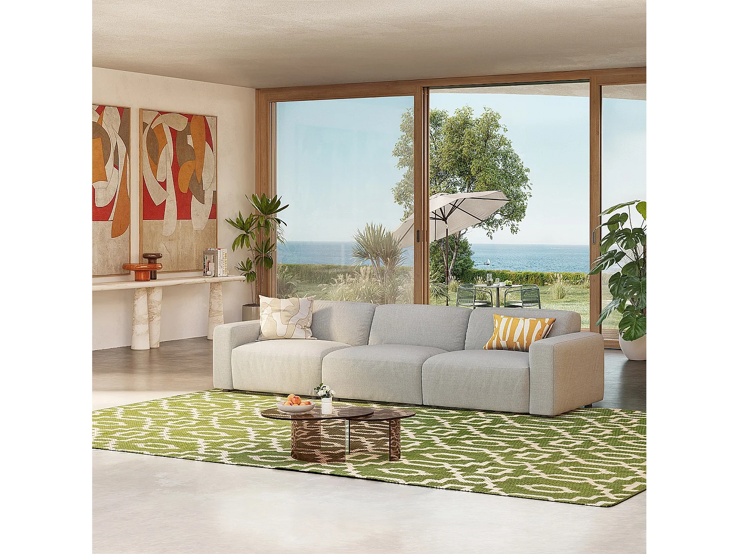 Habitat - Canapé 4 places modulable en tissu - Gris perle - Cremi