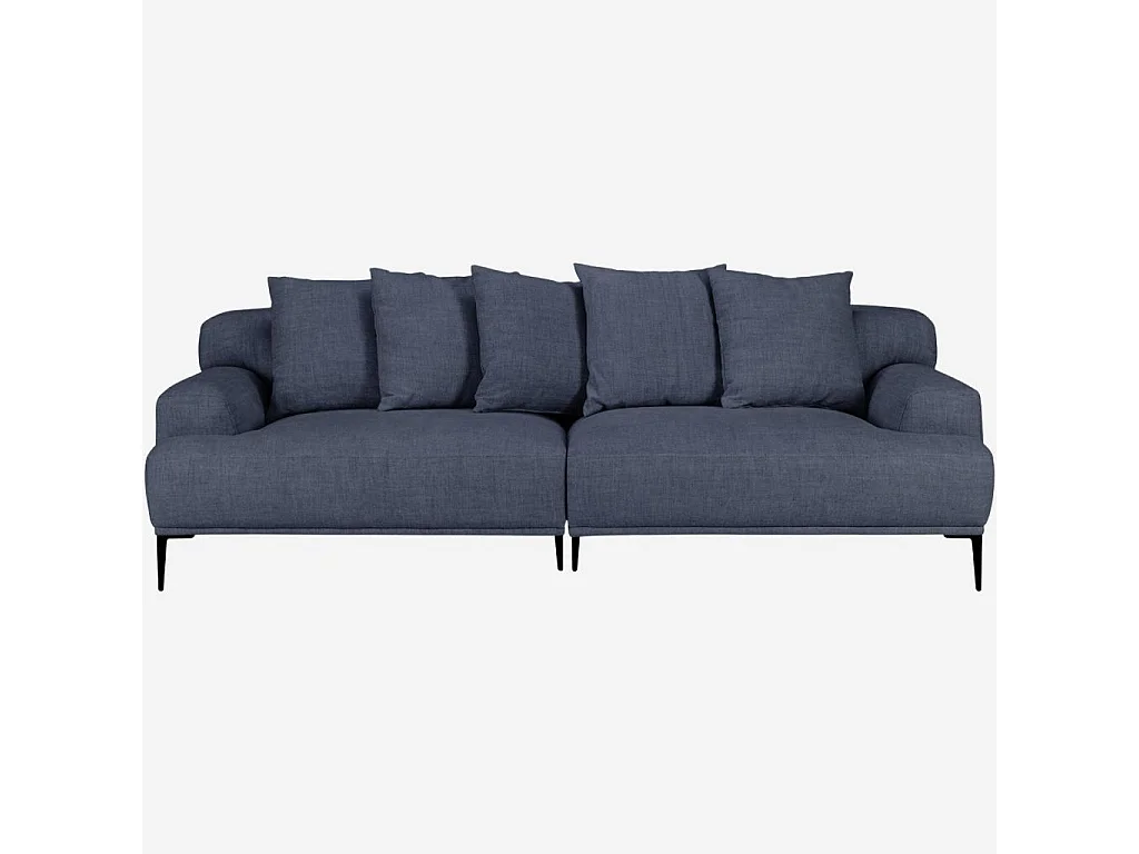 Habitat - Canapé 3 places en coton et lin garni de plumes - Bleu - Ottone II