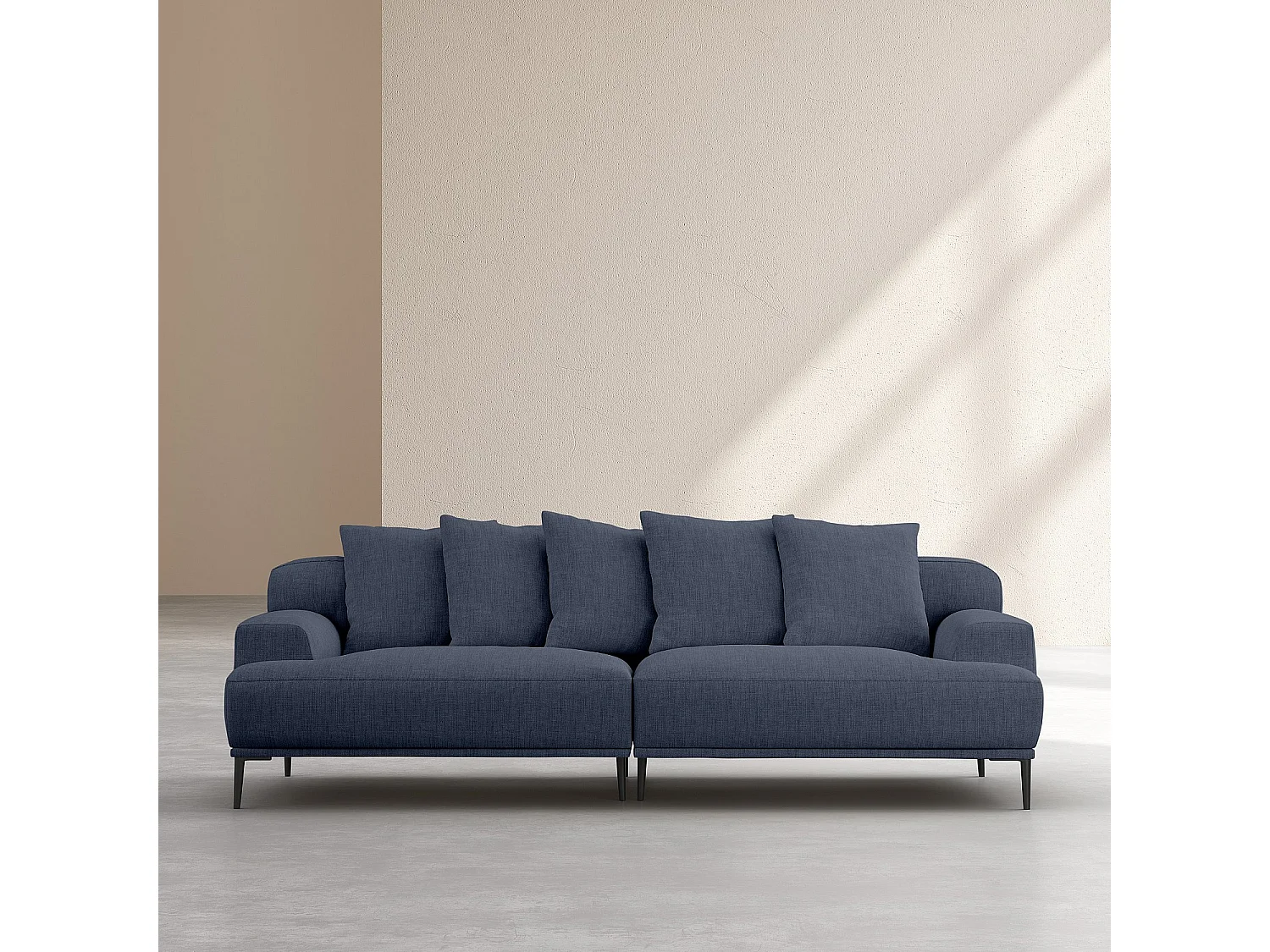 Habitat - Canapé 3 places en coton et lin garni de plumes - Bleu - Ottone II