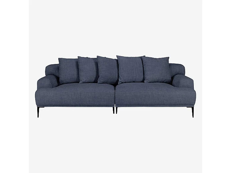 Habitat - Canapé 3 places en coton et lin garni de plumes - Bleu - Ottone II