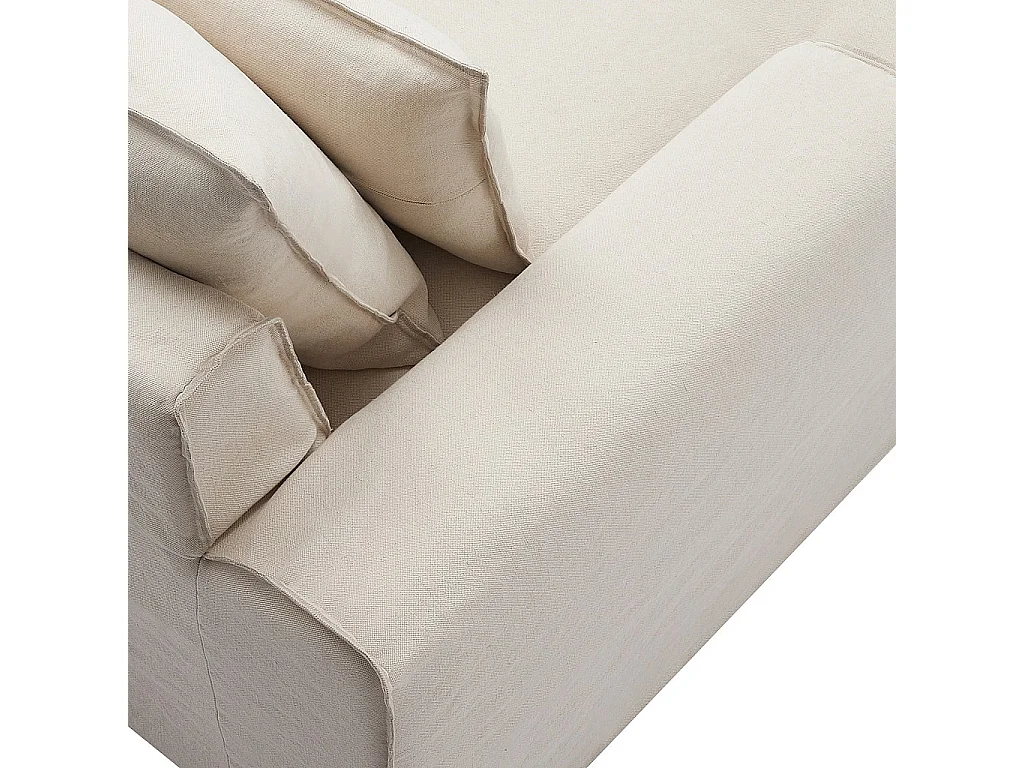 Habitat - Canapé d'angle gauche déhoussable en coton et lin garni de plumes - Sable blanc - Ginosa